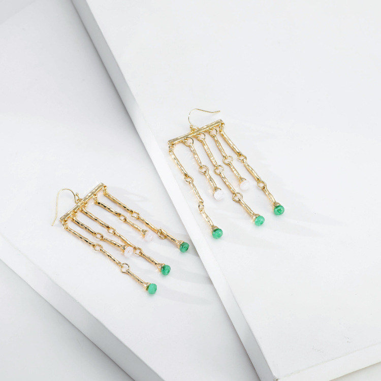 Nihaojewelry Jewelry New Geometric Gold Acrylic Beads Alloy Earrings Wholesale display picture 7