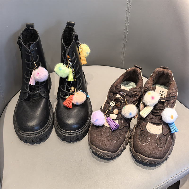彩色毛球流苏鞋花马卡龙撞色可爱儿童鞋子靴子配饰拉链头装饰挂件|undefined