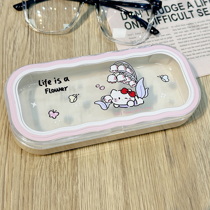 Estuche para gafas moderno con un toque de alta gama, diseño ondulado y bonito, estuche transparente portátil para gafas, estuche para gafas de miopía, estuche para gafas infantiles.
