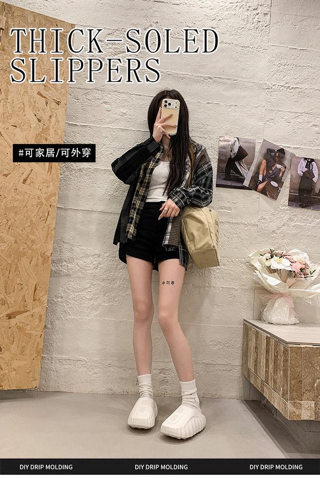 Dép sục bít mũi đế dày tăng chiều cao kiểu mule hở gót thoáng khí — 286 Xám Cam, 286 bột hoa anh đào trắng, 286 màu nâu, 286 màu xanh lá cây chi tiết 2