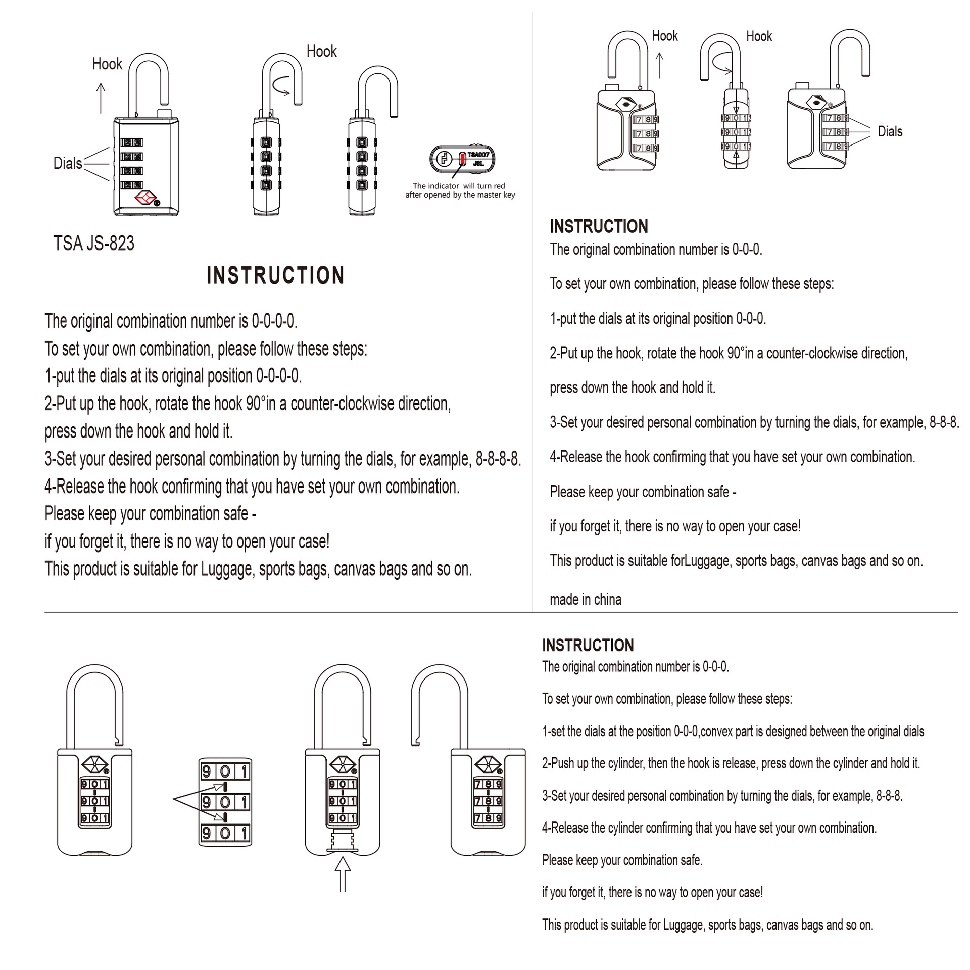 [Impuestos incluidos] Recordatorio de desbloqueo TSA Cerradura de aduana Cerradura ABS Equipaje Armario de gimnasio Candado de contraseña Cerradura de contraseña