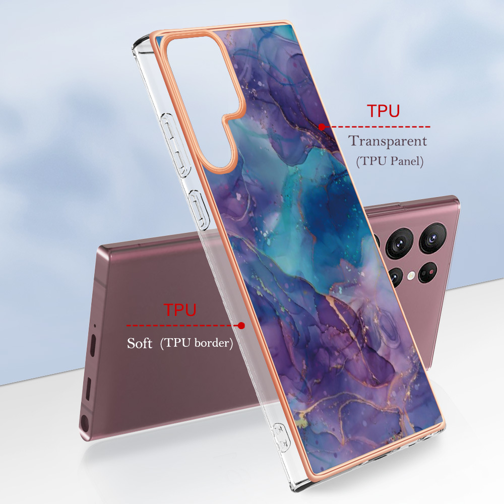 Suitable for Samsung S23 Ultra electroplated marble phone Note20/S22Plus/S20FE anti drop case_voghion.com