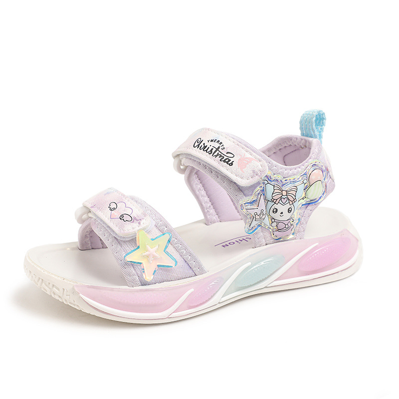 Zapatos de princesa para niñas de verano 2025 nueva moda sandalias de dibujos animados para niños zapatos de playa de dedo abierto suave image 8