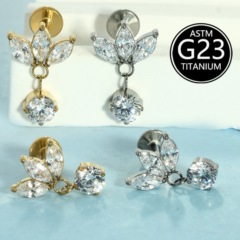 16G labret stud size and finish detail