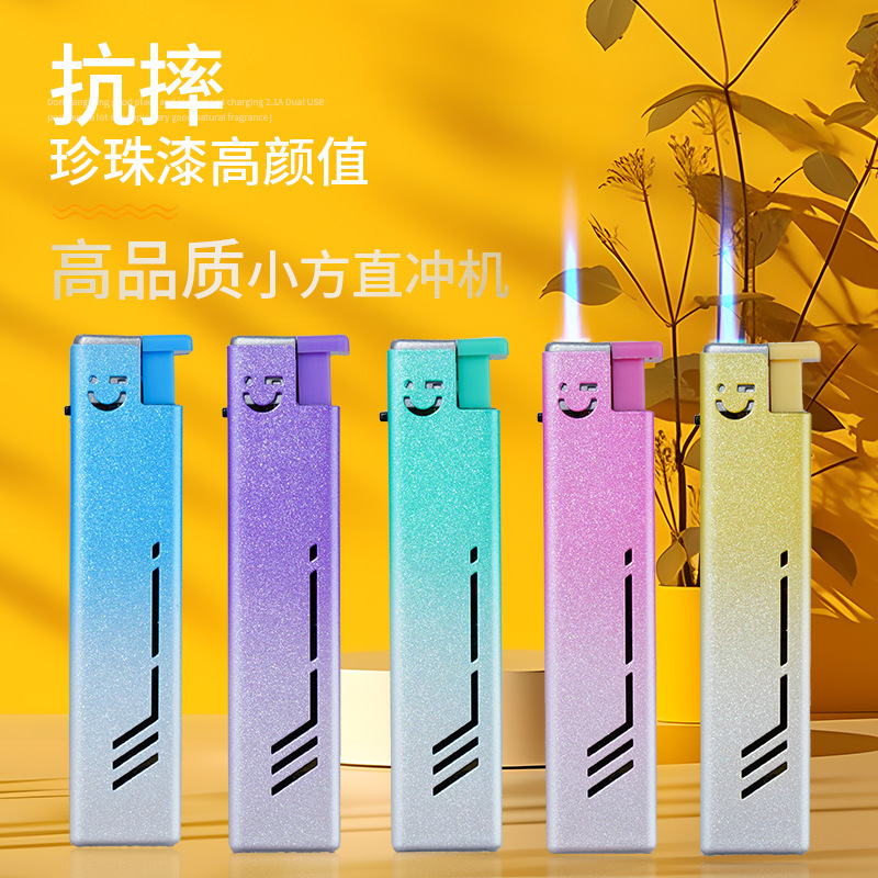 Manufacturer Wholesale Disposable Metal Direct Blue Flame Windproof Lighter Advertising Printing and Engraving Free Printing