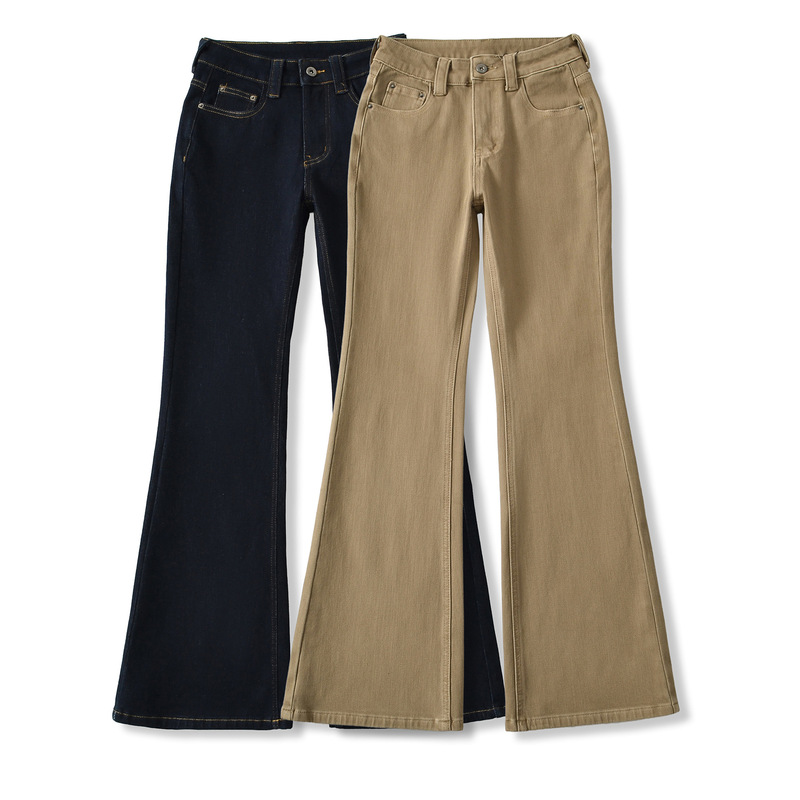 American retro four-way stretch flared jeans for women, 2026 autumn new collection, low-waist, niche khaki flared pants American retro four-way stretch flared jeans for women, 2026 autumn new collection, low-waist, niche khaki flared pants