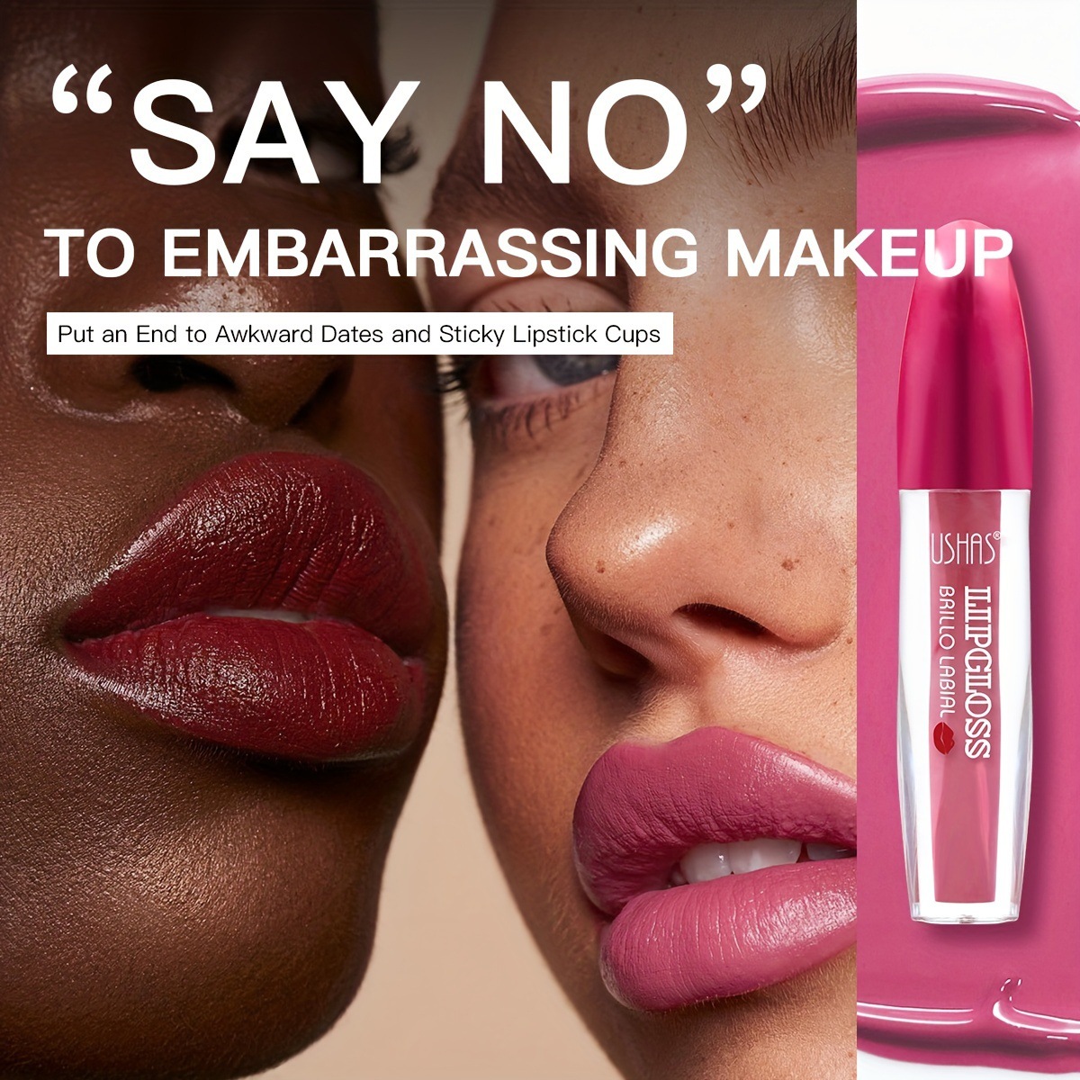 USHAS Europa y América Punto transfronterizo Brillo de labios Impermeable Hidratante Fácil de colorear Taza antiadherente Lápiz labial líquido de larga duración LG2540B