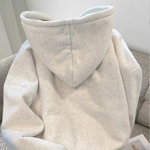 慵懒风百搭连帽卫衣女秋冬新款宽松学生加绒加厚个性上衣