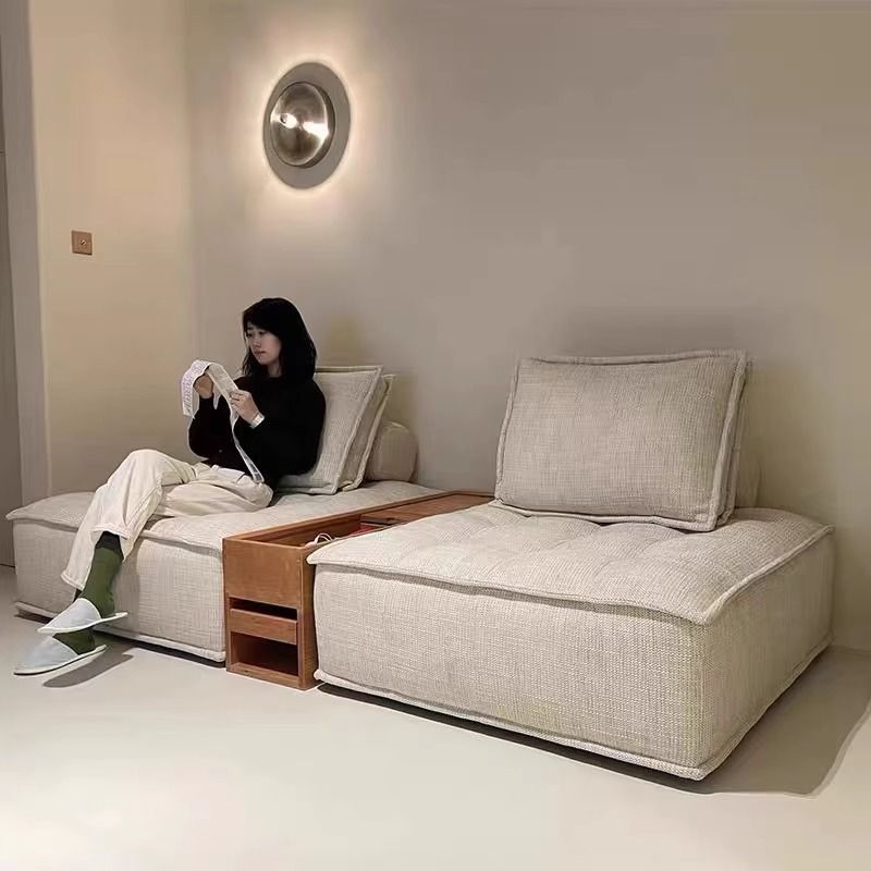 Original Piedmont Tofu Block Sofa Square Genuine Leather Nordic Wabi-Sabi Style Single Lazy Modular Sofa
