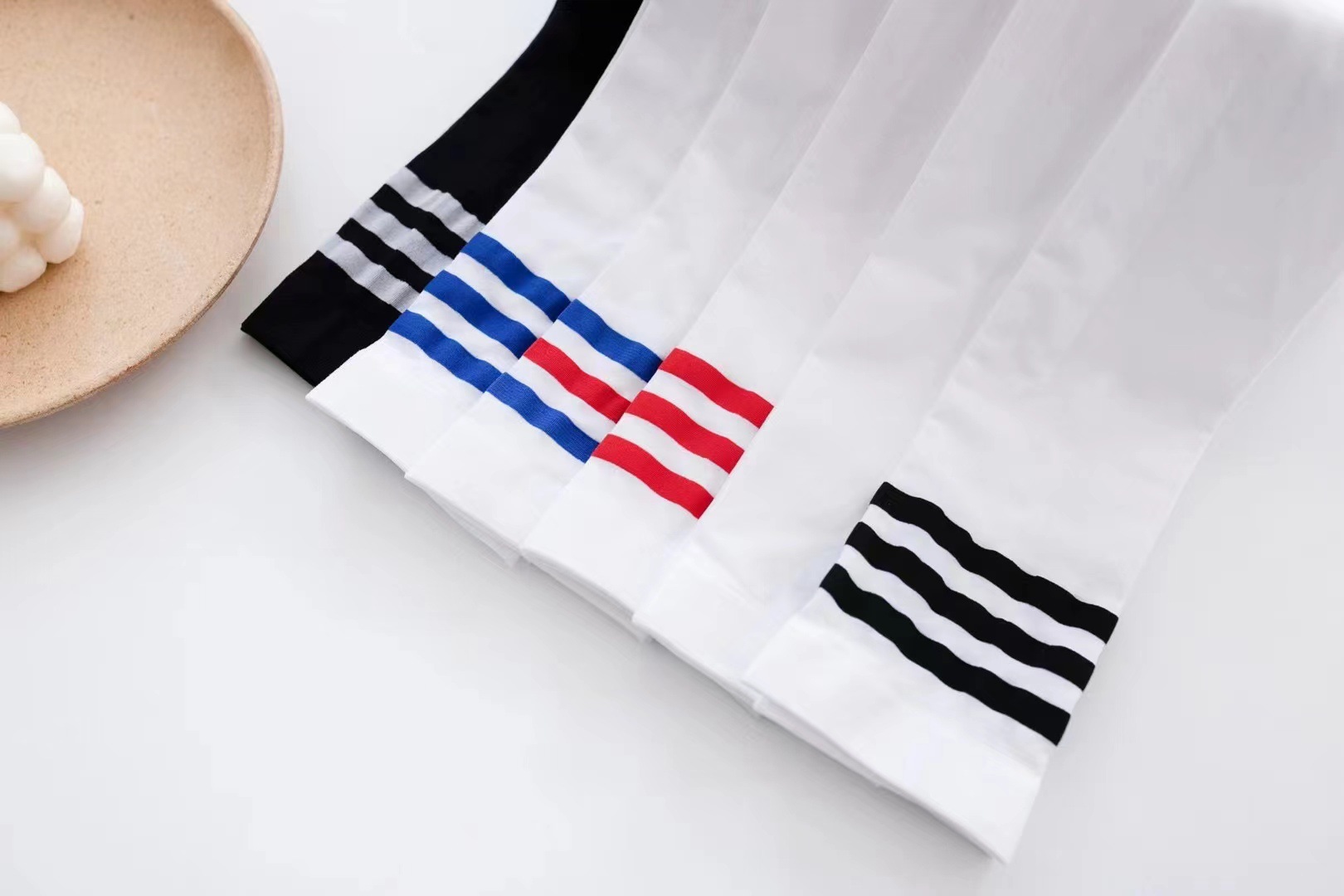 學生兒童襪子男女同款春秋款天鵝絨三條槓中筒條紋襪褲