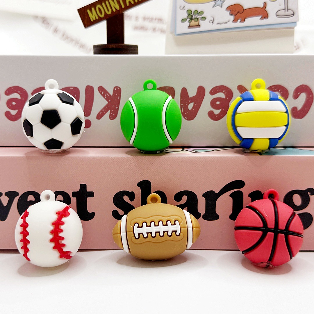 Creative football basketball three dimensional tennis keychain