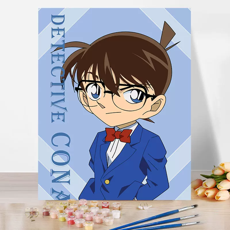 名侦探柯南数字油画diy填充手工手绘油彩画卡通动漫填色画装饰画