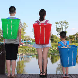 T9J5加大塑胶背篓背篼婴儿家用塑料背框装水桶竹编小孩框舞蹈道具
