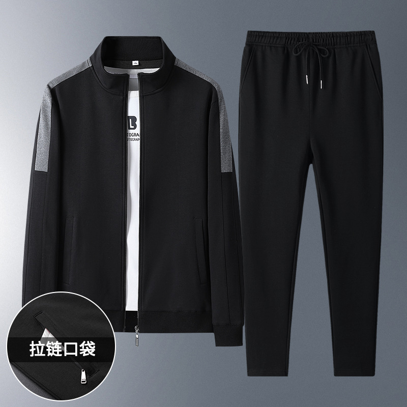 Dad Middle-aged Sports suit Men's Spring and Autumn plus size New Leisure Clothing for Middle-aged and Elderly Men's Two-piece Set