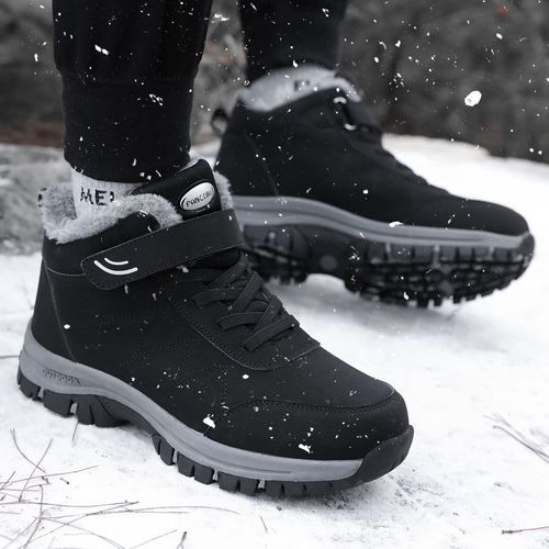 Mid-to-Old Age Winter Warmth Added Fleece Men and Women Sports Snow Boots Anti-Slip Wear-Resistant Casual Shoes Cotton Shoes Added Thicken