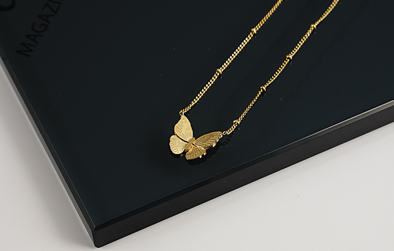 Butterfly Necklace Women's Stacked 18k Gold Titanium Steel Sweater Chain display picture 1