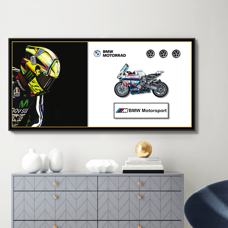 Bloques de construcción de moda Motocicleta porche pasillo mural habitación de los niños dormitorio decoración pintura Kawasaki BMW carreras todoterreno