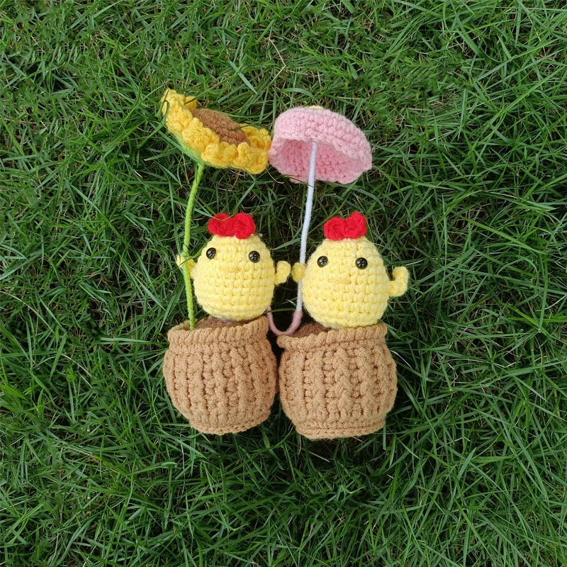 [跨境爆款 Handmade Knit Cute Chick Frog 手工编织可爱小鸡青蛙]