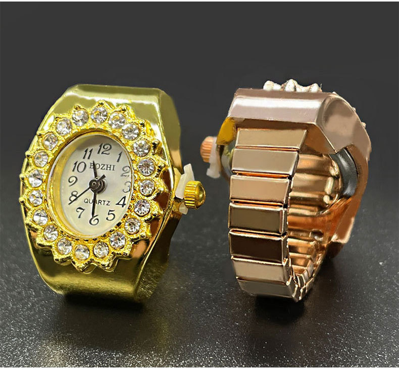 Pointer+Number Display Type Oval Dial Shape Casual, Street Occasion Quartz Movement Retro Classic Style Geometric Quartz Watch Rings