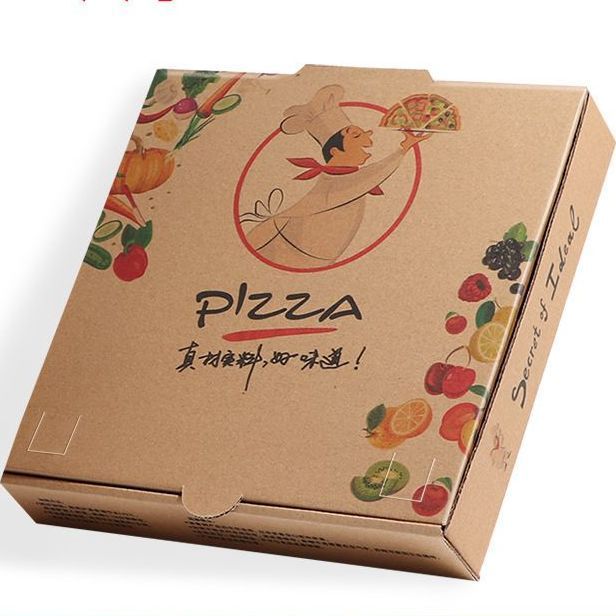 Caja de pizza Caja de embalaje de alimentos Caja de pizza comercial Caja vacía para llevar Caja kraft Caja de avión colorida Caja al por mayor