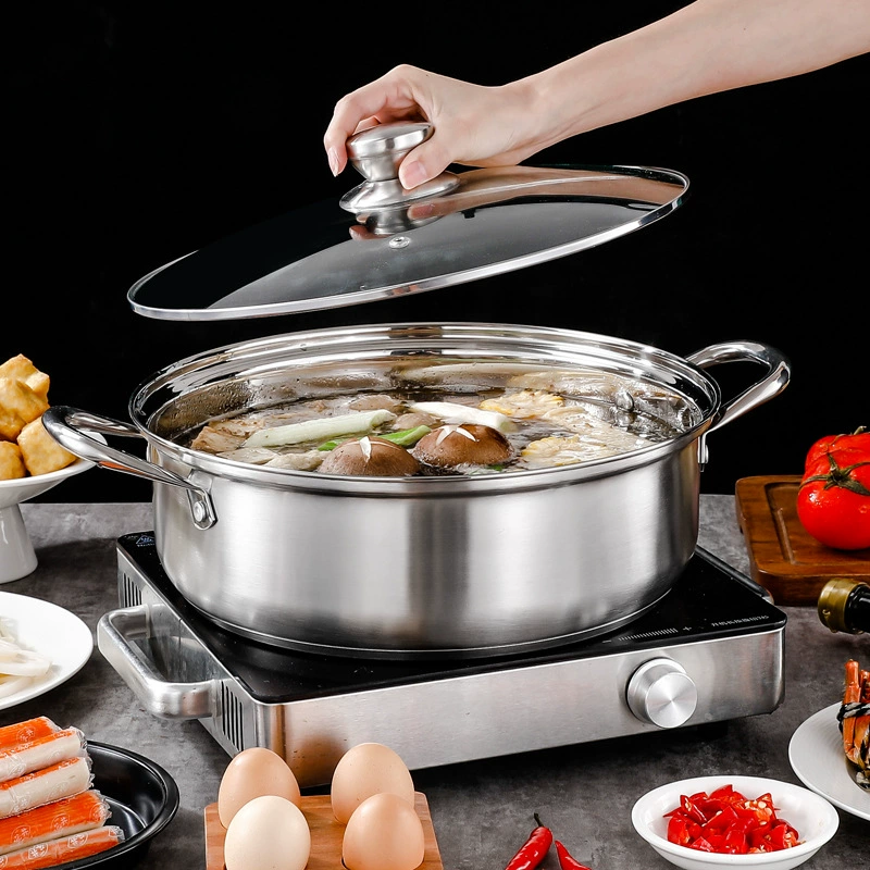 304 Stainless Steel Thickening Reviser Hot Pot Clear Soup Shabu -shabu -the Pot Furniture Furnace Straight Non -Pluffy Soup Pot