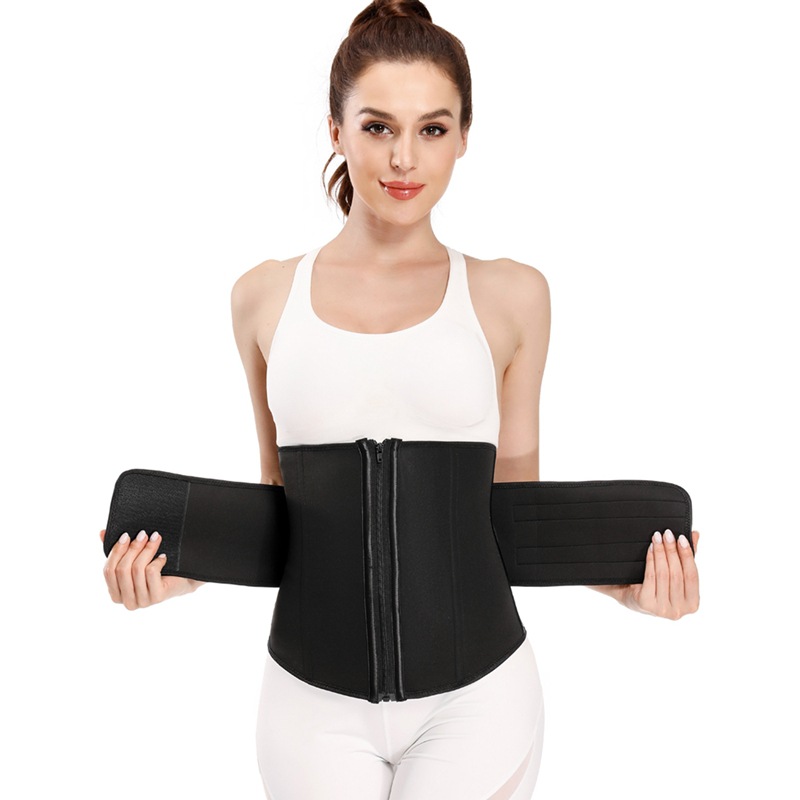 Cinturón con cremallera para mujer de gran tamaño con velcro 9 espinas de pescado, clip de cintura de clorito, versión de goma, fitness