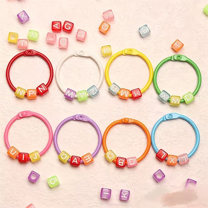 Creative metal book ring student pendant acrylic letter bead combination DIY accessory parts bag keychain Creative metal book ring student pendant acrylic letter bead combination DIY accessory parts bag keychain