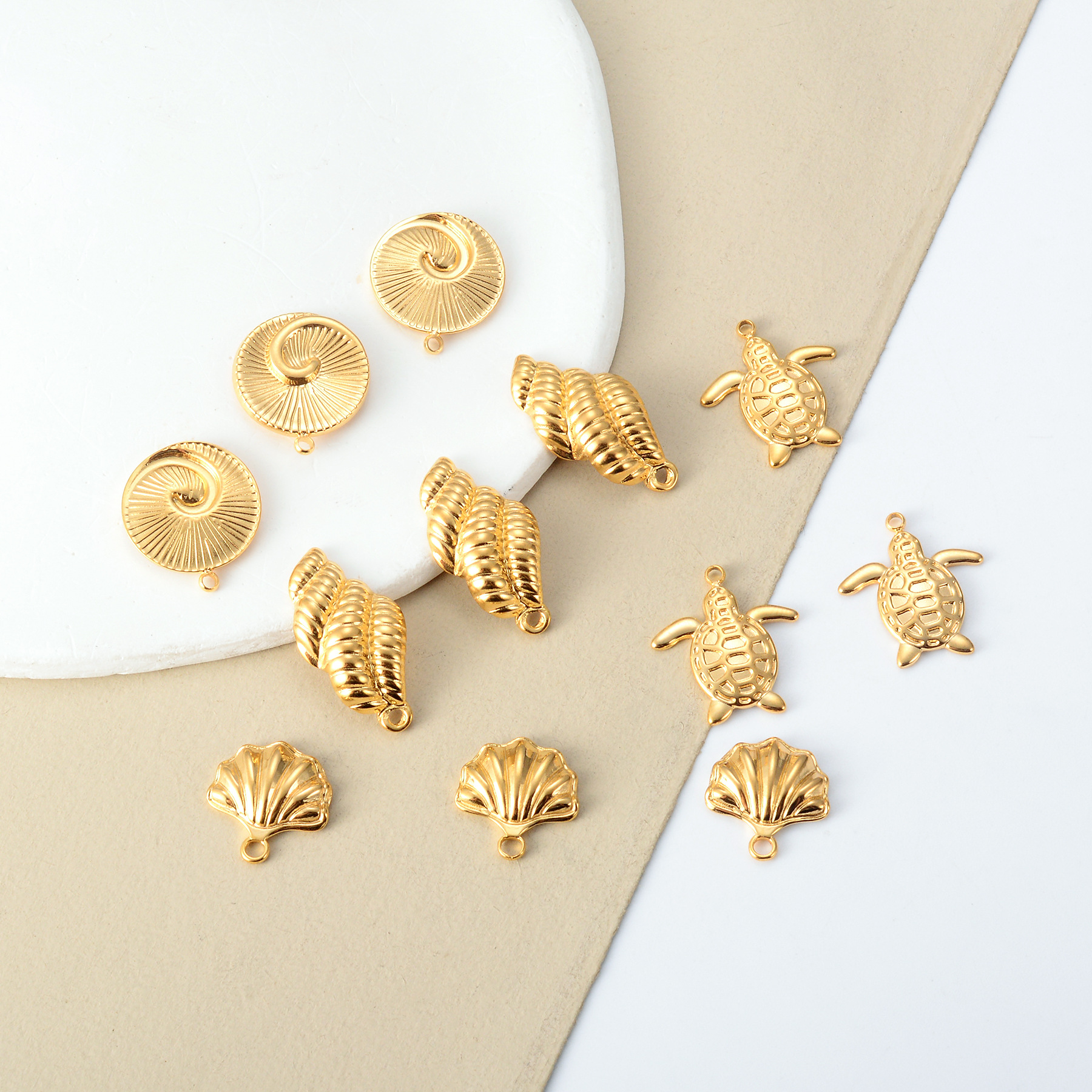 DIY Jewelry Accessories Classification 1 Piece 304 Stainless Steel Tortoise Conch Shell Pendant