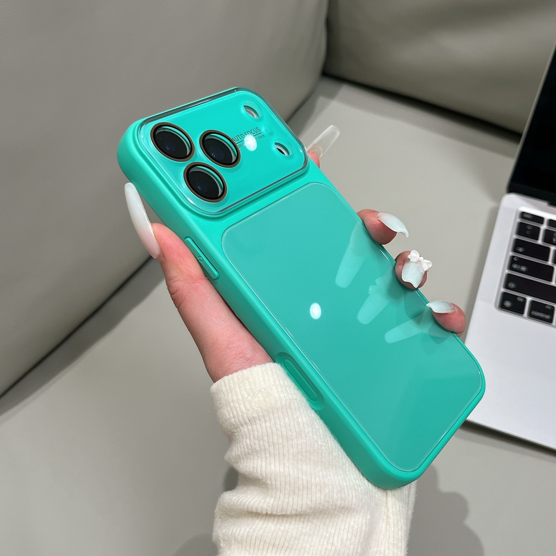 适用iPhone18promax手机壳秒变大视窗糖果色亮面玻璃苹果17保护套