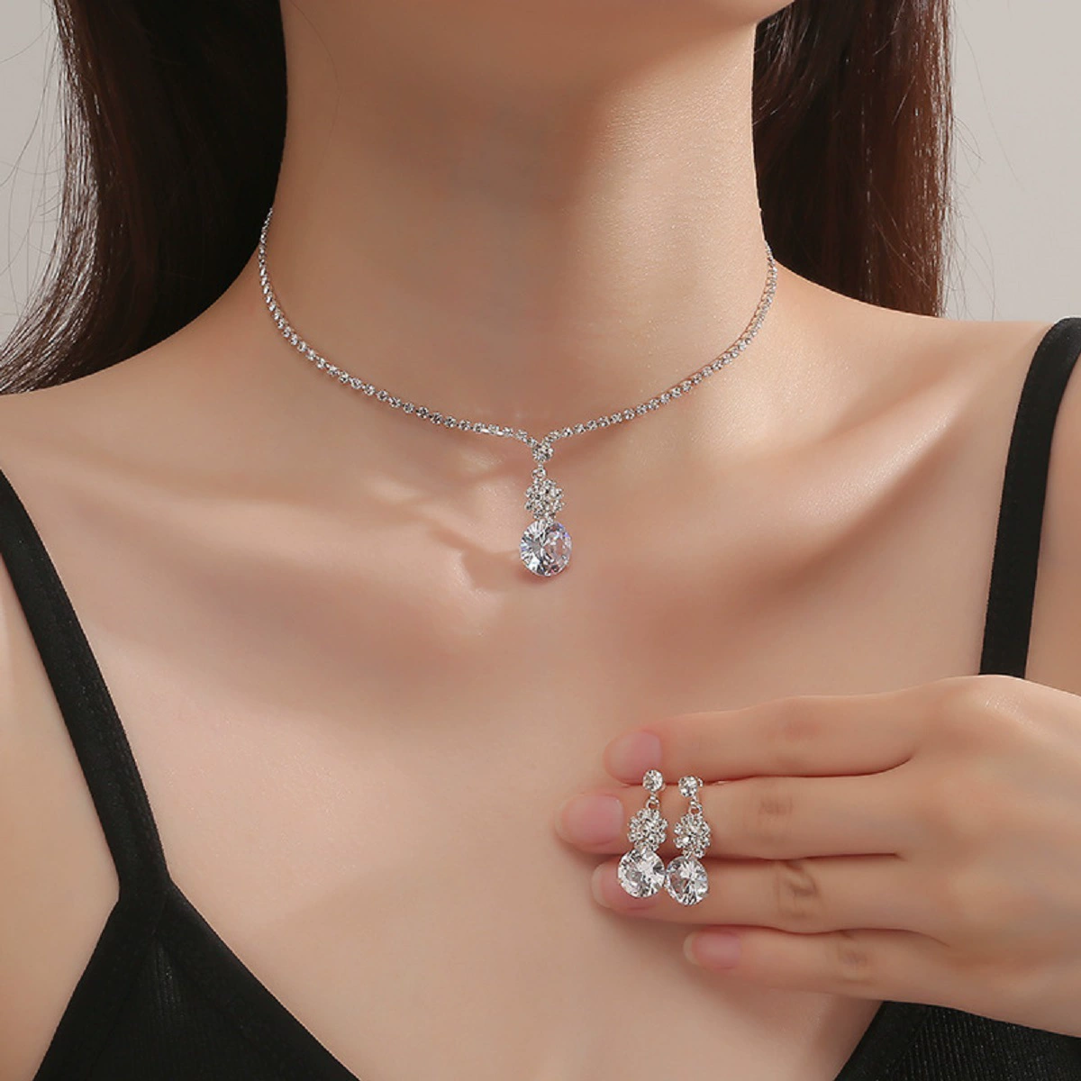 Изысканное ожерелье и серьги, комплект, цепочка для ключницы, аксессуар, комплект из 2 предметов