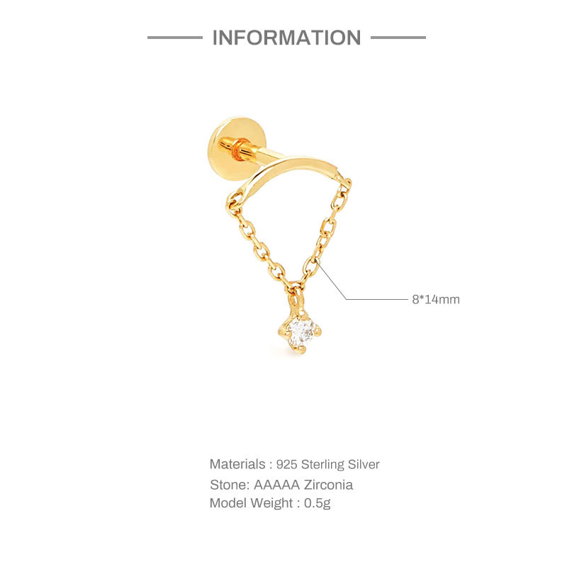 Cross, Circle, Flower Pattern Women'S Gender Plating, Inlay Design 1 Piece Ear Cartilage Rings & Studs Fashion Cross Circle Flower Silver Plating Inlay Zircon