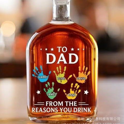 Cross-Border Amazon Popular Whiskey Printed Wine Bottle Ornaments Support Holiday Gifts Starting from One Piece with Pictures