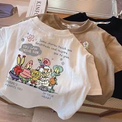 Cotton Children's Summer Short Sleeve T-Shirt New Unisex Baby Korean Style Half Sleeve Top Crew Neck Trendy Versatile Cotton T-Shirt