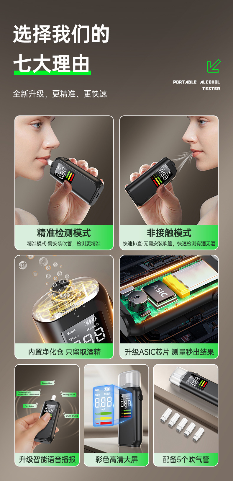 Cross-Border New Model High-Precision Digital Alcohol Tester, Non-Contact Air Blowing Alcohol Tester Specifically for Checking Drunk Driving