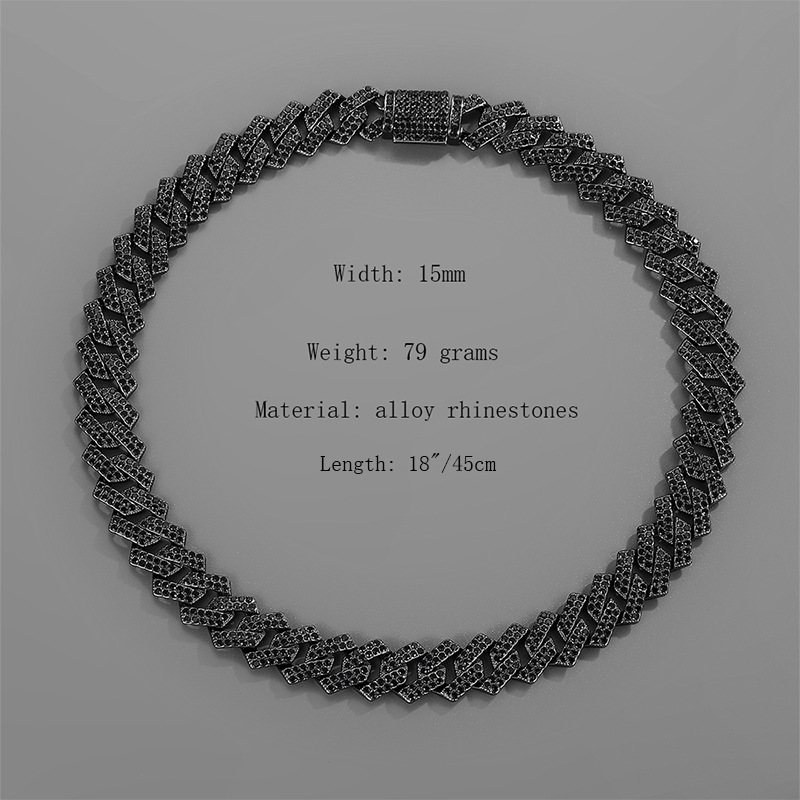 Hip-Hop Solid Color Alloy Inlay Rhinestones Menu0027S Necklace 1 Piece
