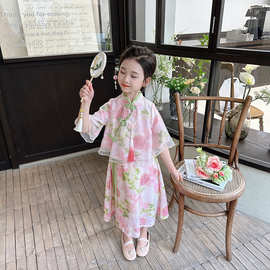 女童夏季中小儿童中式汉服中国风套裙表演演出服古典舞蹈班服园服