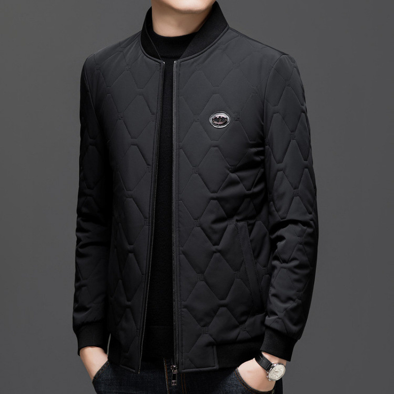 2025 Autumn/Winter Stand Collar Padded Thickened Jacket for Men, Lightweight and Warm Cotton Coat for Middle-Aged and Young Men, Dad's Lightweight Warm Cotton Jacket