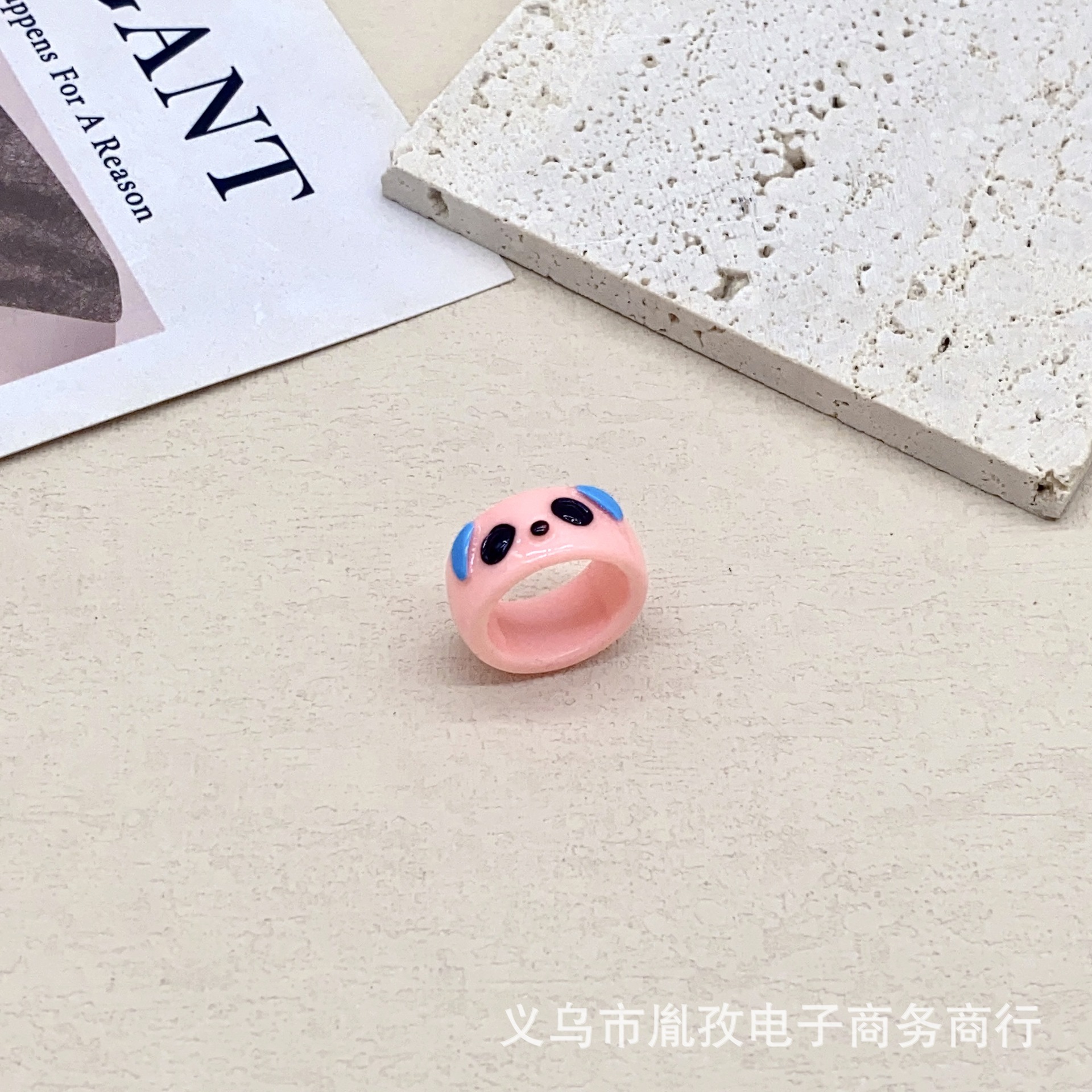 Transfronterizo nuevo personalizado colorido Panda de dibujos animados divertido anillo de resina pintado a mano INS estilo lindo anillo