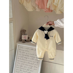 乳幼児連体服2025春秋学院風海軍襟かわいい長袖連体服小月齢
