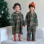 圣诞男童格子春秋季家居服