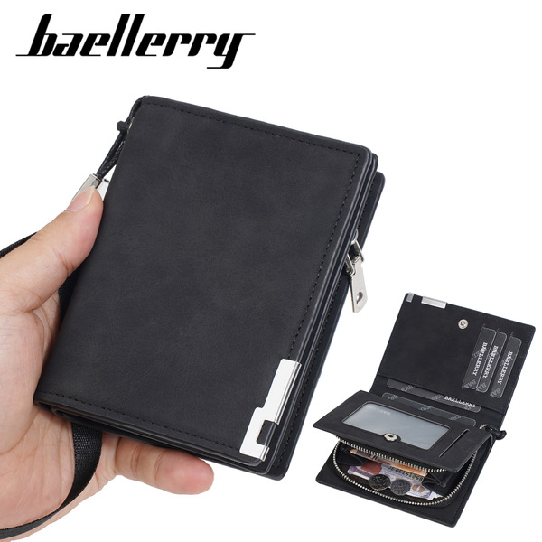Short retro trend wallet with zipper
