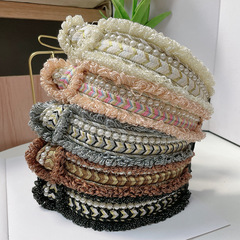 浪漫法式交叉打結小香風寬邊珍珠發箍女高級感壓發卡頭箍跨境專供