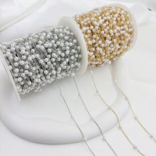 4mm spacing 2cm pearl chain copper color retention products diy material hairpin clothing accessories Yiwu wholesale and retail