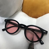 Hong Kong Wind Peach Powder Holidays Chic is white and cute self -reserved round female sunglasses retro Korean version of glasses net red