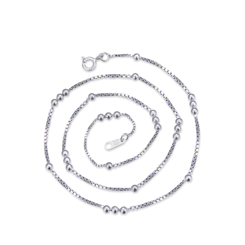 Collar de plata esterlina s925 mujer cadena de plata sin colgante cadena de cuentas hombre cadena de clavícula cadena de suéter de alta calidad cadena de celana