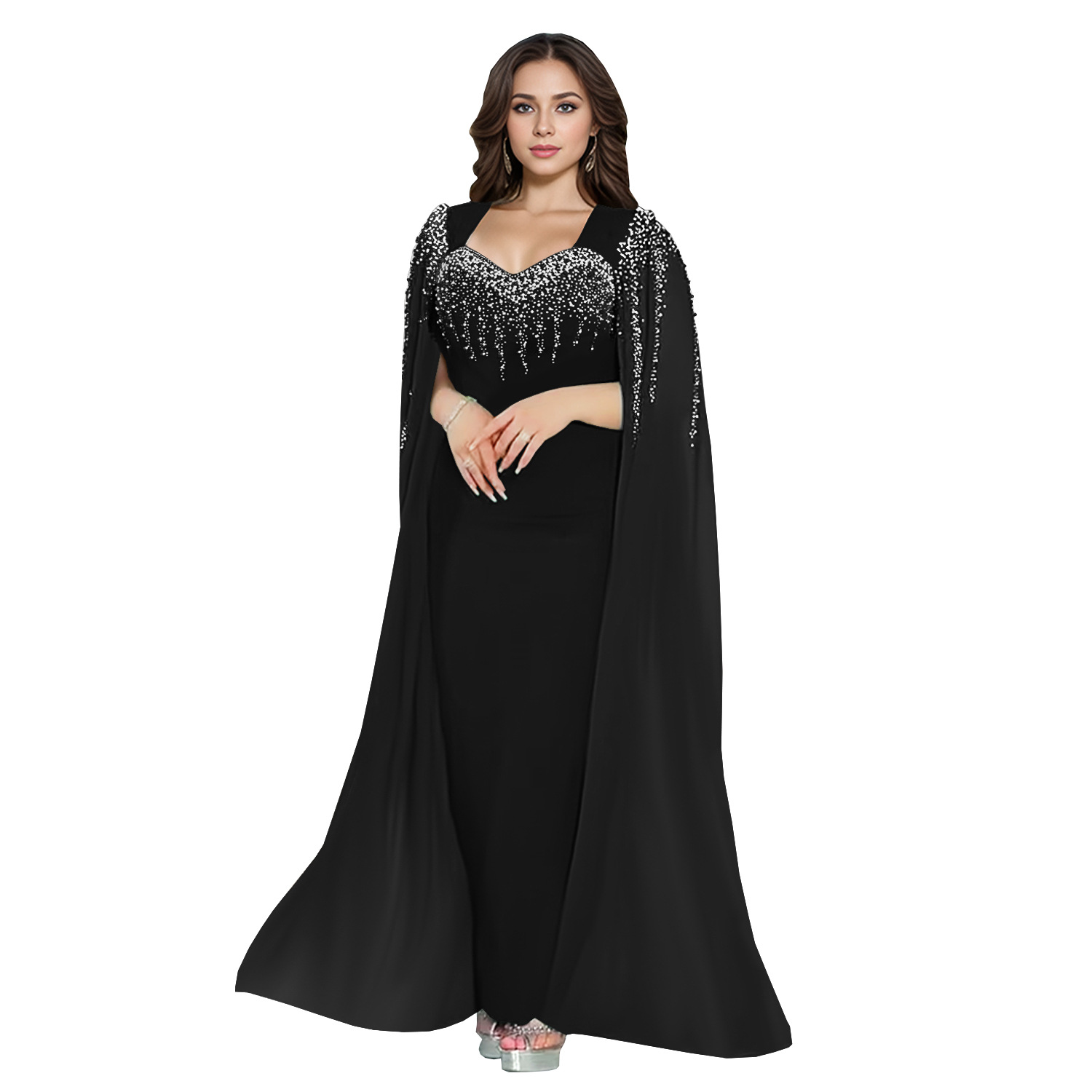 Vestido de noche elegante con pedrería para mujer, estilo europeo y americano, de moda, para AliExpress y Amazon, modelo C7305, transfronterizo.