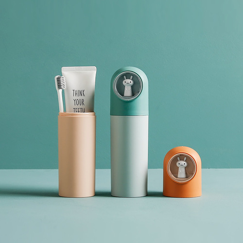 Travel storage toothbrush holder outing cutlery box toothpaste storage box cartoon bunny mouthwash cup wash cup set