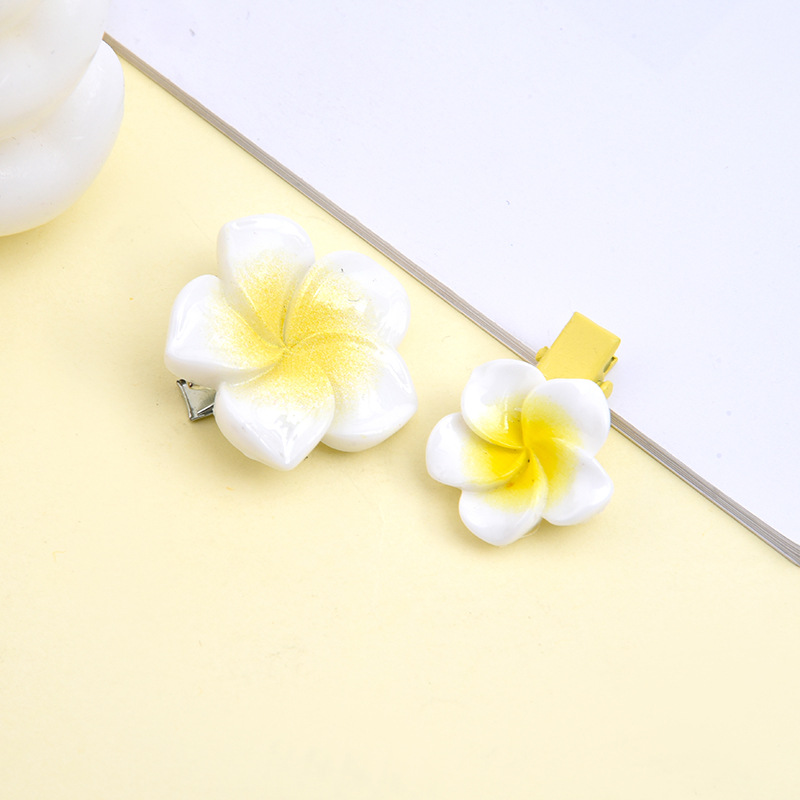 Stoving Varnish Design Cute Simple Style Streetwear Kid'S Plumeria Arylic Stoving Varnish Hair Clip Hair Tie