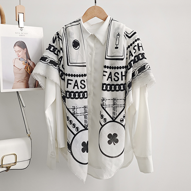 Creatividad transfronteriza europea y americana, lujo ligero, moda, impresión geométrica, bufanda cuadrada grande, damas, chal de viaje de alto valor y de moda