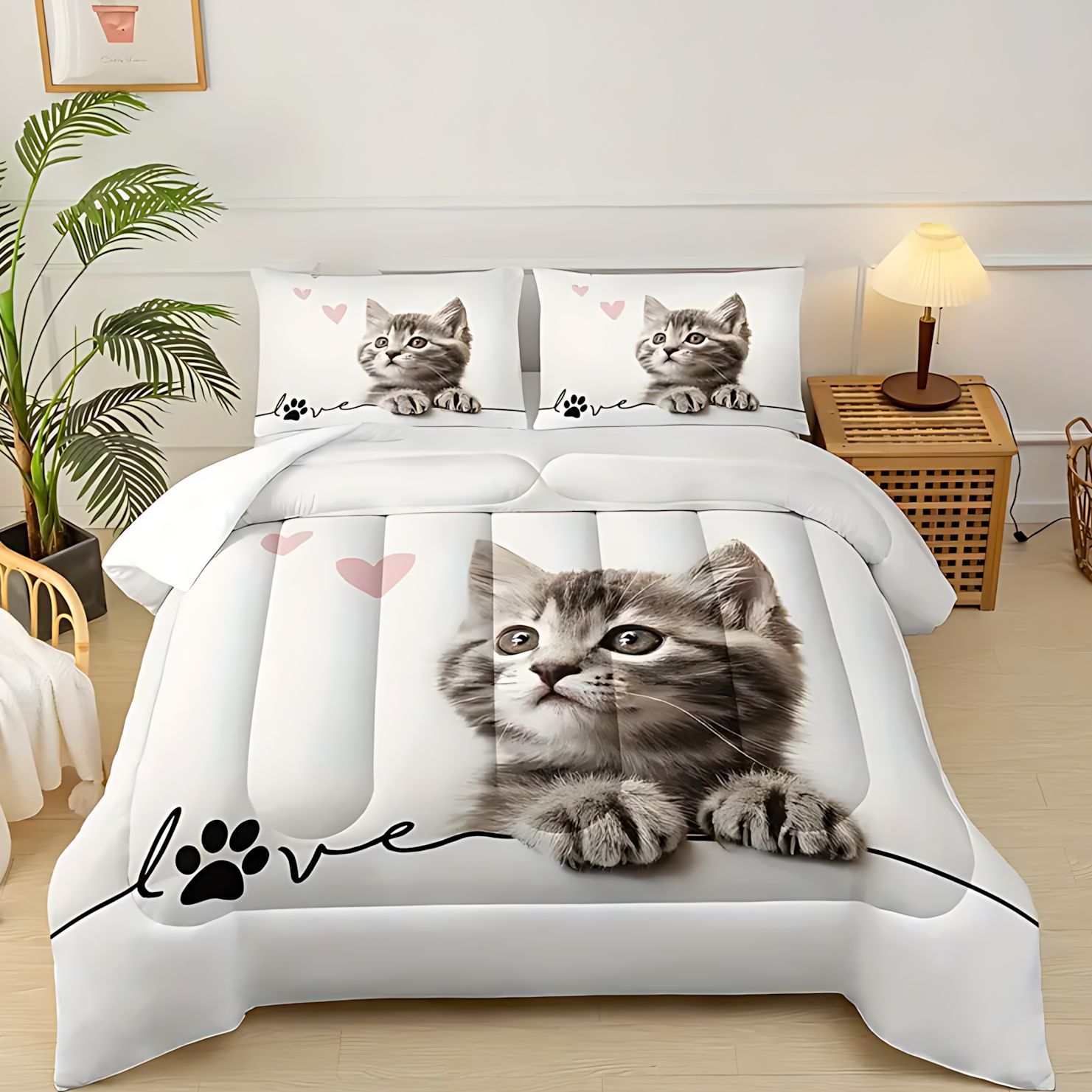 TEMU / JIT transfronterizo lindo gato tema impresión digital HD 180gms colcha colcha